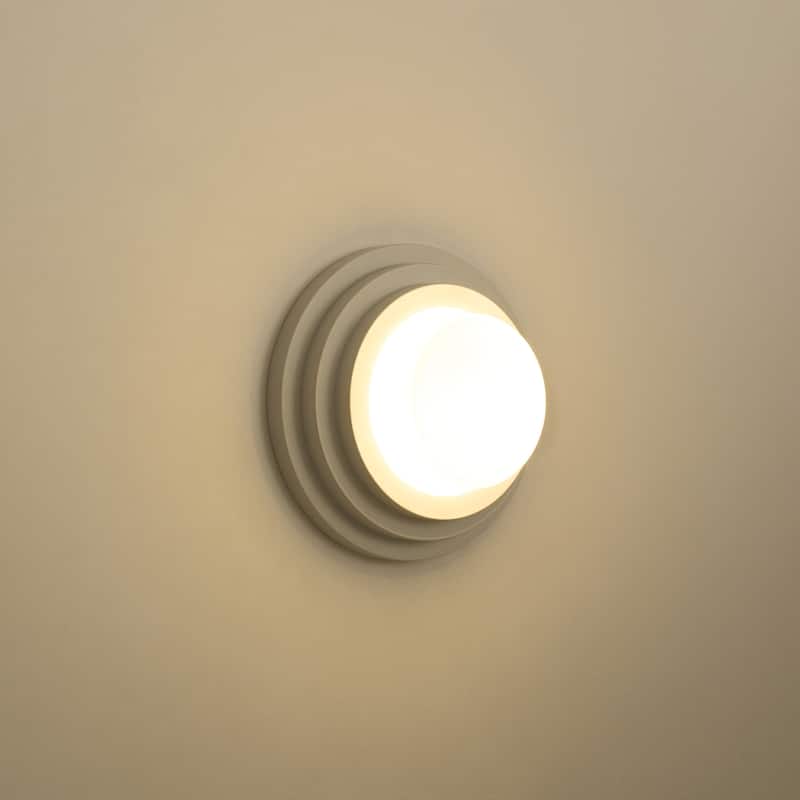 11.8" W Modern Minimalist White Cake-Shaped Tiered Milk Glass Shade Wall & Ceiling Light for Bedroom, Hallways