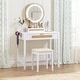preview thumbnail 3 of 7, COSTARS Rattan Makeup Vanity Desk with Mirror and Lights, White Vanity Table with Drawers,Dressing Table with 3 Lighting Modes