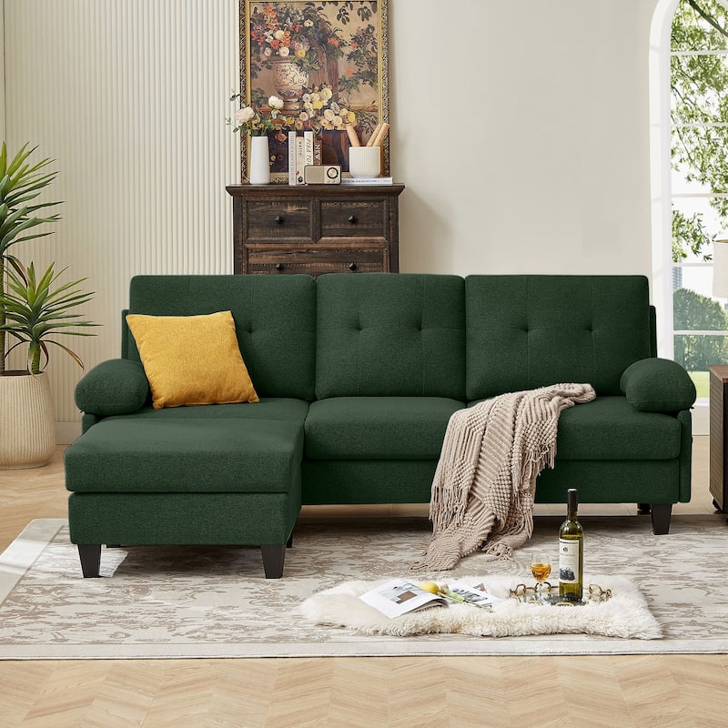 86.22" Wide Sectional Sofa with Ottoman & Side Storage Bags