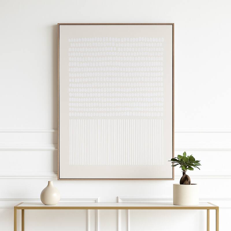 Decorative Framed Textured Dots and Lines Wall Art - 48", Ivory