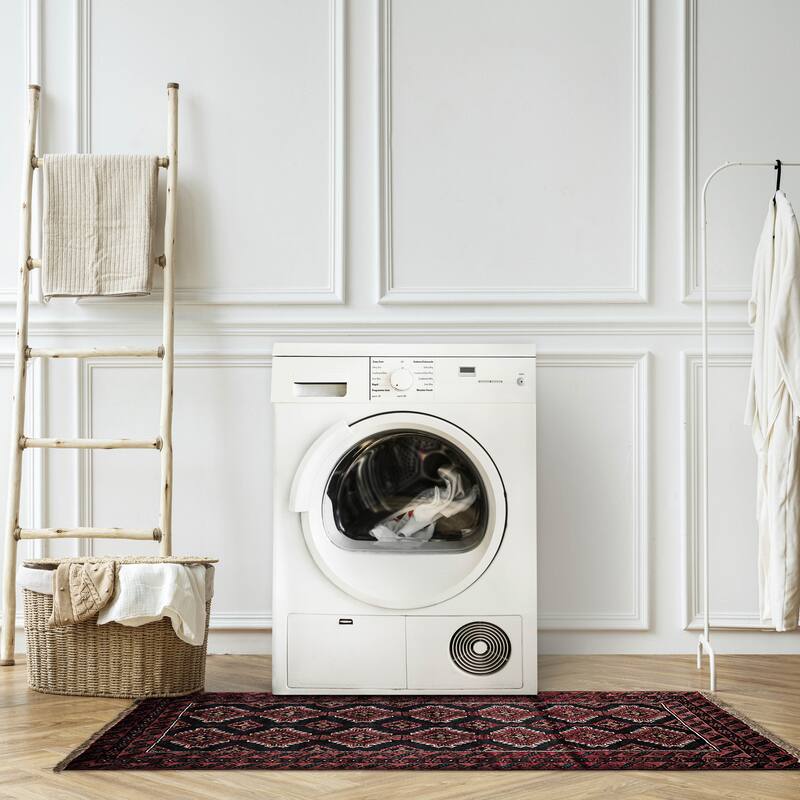 ECARPETGALLERY Hand-knotted Baluch Black, Dark Red Wool Rug - 2'11 x 5'9