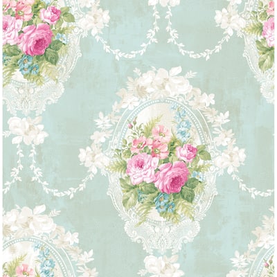 Seabrook Designs Sheard Peony Chandelier Unpasted Wallpaper