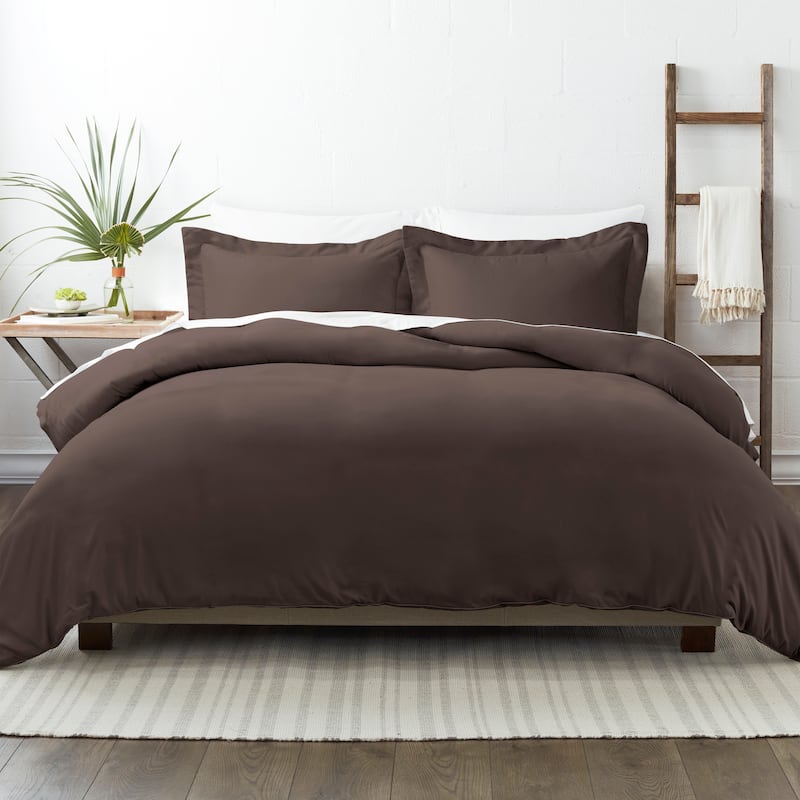Soft Essentials Oversized 3-piece Microfiber Duvet Cover Set - Chocolate - King - Cal King