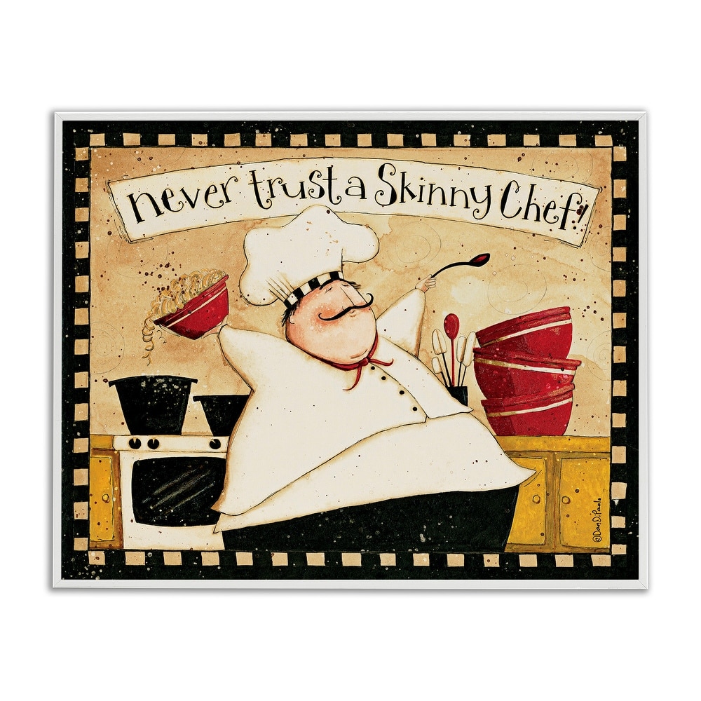 Stupell Never Trust a Skinny Chef with Happy Cook Phrase Framed Wall Art