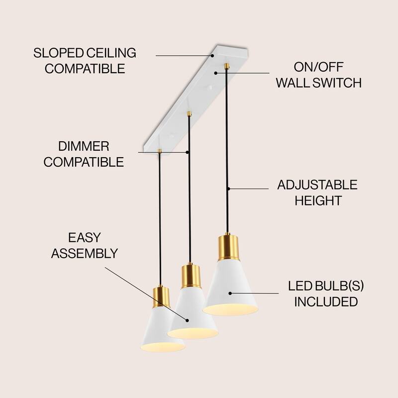 Watts Mid-Century Modern Iron LED Pendant, by JONATHAN Y