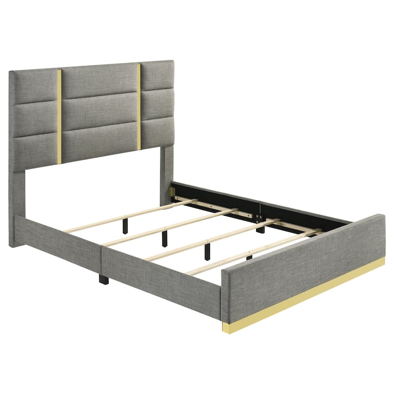 Ines 52-inch Fabric Upholstered Panel Bed - Grey - King