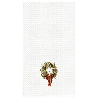 Festive Wreath Waffle Weave Cotton Kitchen Towel - Bed Bath & Beyond ...