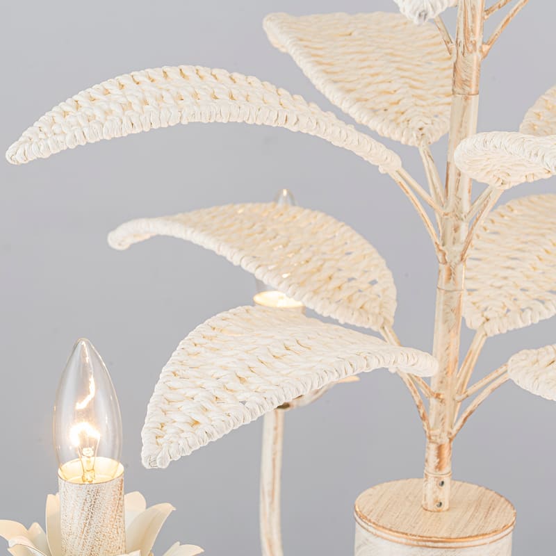 Lana 4-Light Brushed White Modern Coastal Mini Chandelier - 19 In. Wide