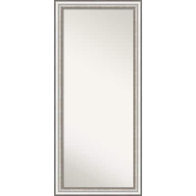 Non-Beveled Wood Full Length Floor Leaner Mirror - Salon Silver Frame - Salon Silver - Outer Size: 29 x 65 in