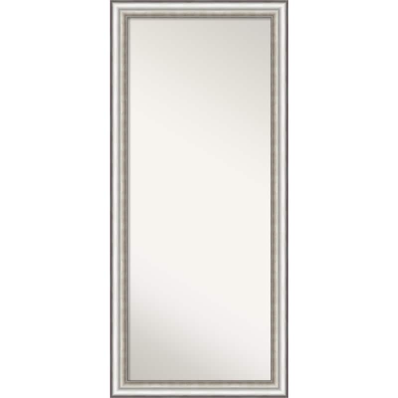 NonBeveled Wood Full Length Floor Leaner Mirror Salon Silver Frame