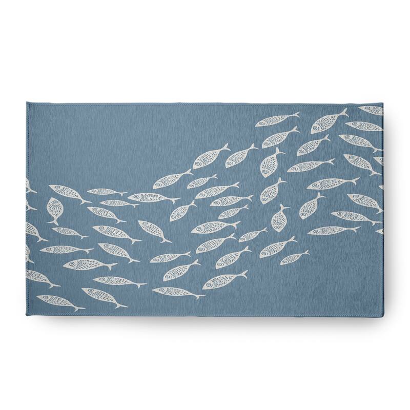 Escuela Nautical Chenille Rug - Dusty Smoke - 18" x 30"