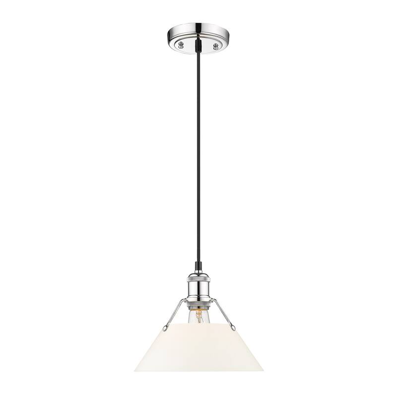 Orwell 10" Wide Medium Pendant in Chrome with Opal Glass - Silver