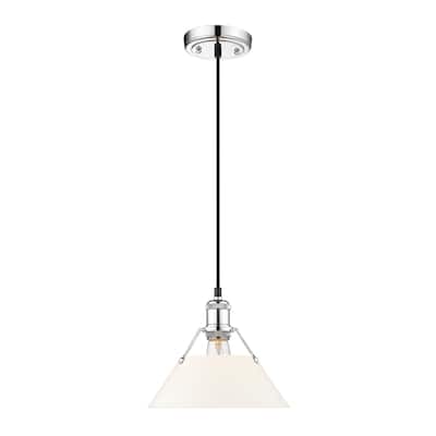 Orwell 10" Wide Medium Pendant in Chrome with Opal Glass - Silver