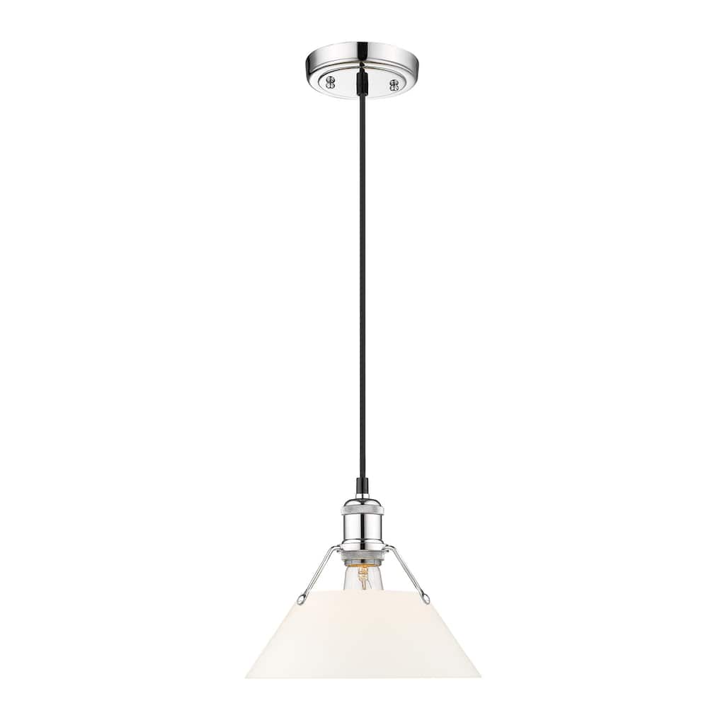 Orwell 10" Wide Medium Pendant in Chrome with Opal Glass - Silver