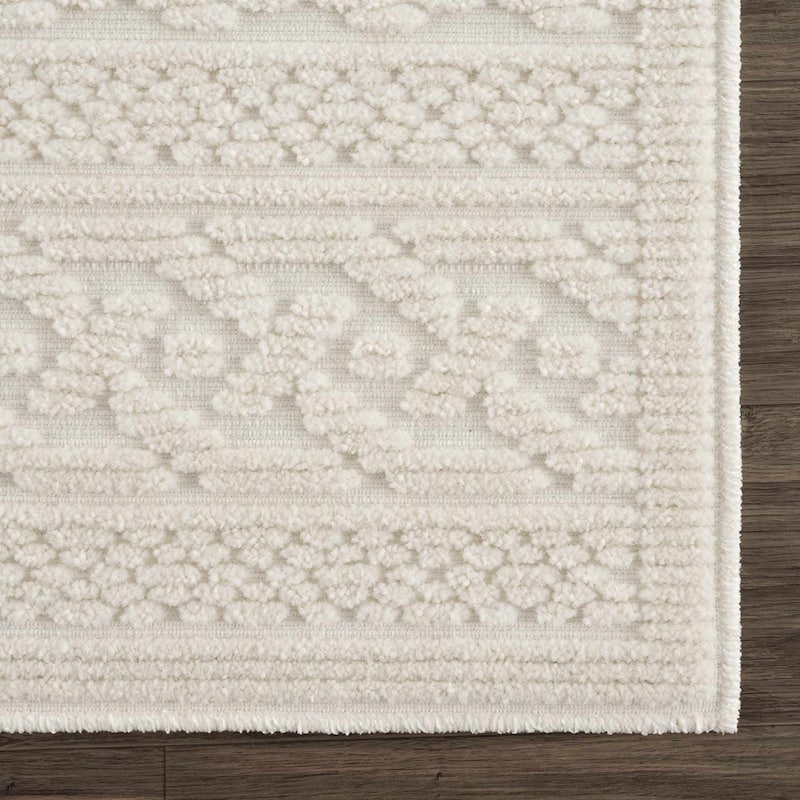 Hauteloom Fadey Living Room, Bedroom Machine Washable Area Rug - White, Off White - 2' x 2'10"