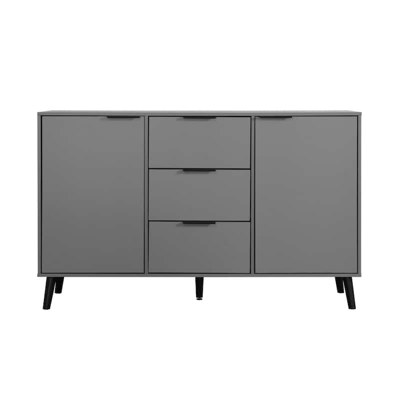 47.2" Wood Sideboard Buffet Cabinet with 3 Drawers & 2 Doors