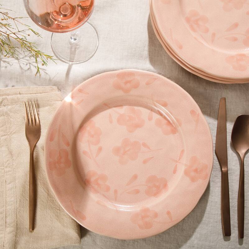 Bloomhouse - 2 Time Oprah's Favorite Things Made in Portugal Porto Petals Floral Hand Painted 10.8 Inch Dinner Plates Set