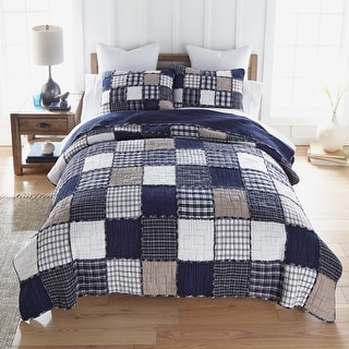 Donna Sharp Checkerboard Indigo Cotton Pieced Quilt Collection