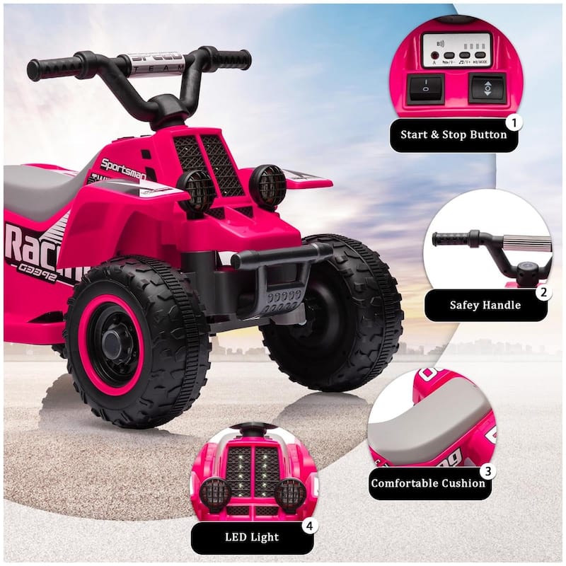 6V Kids Ride On Electric ATV with LED Headlights