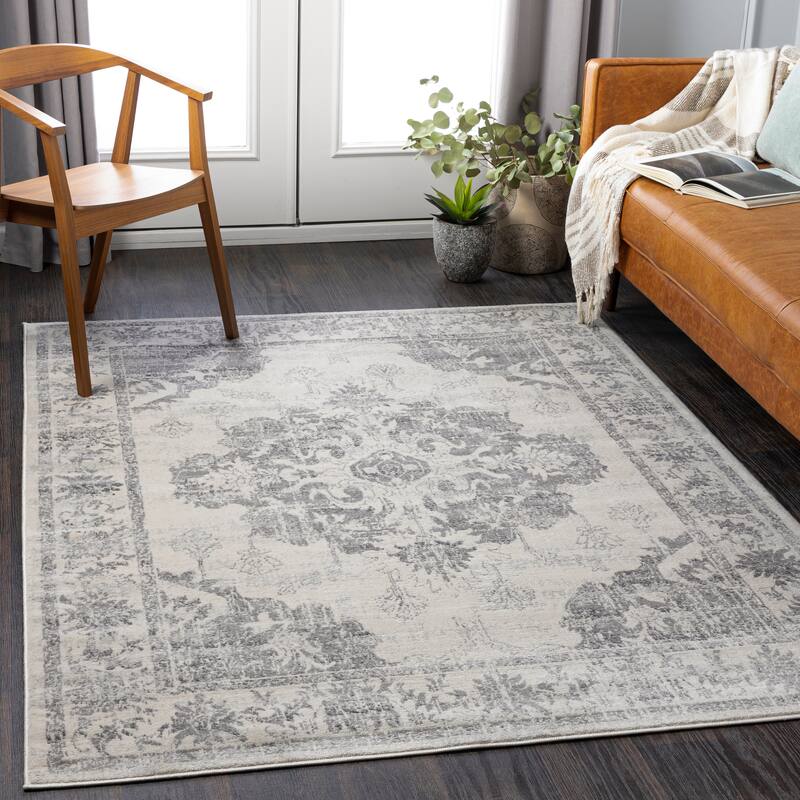 Livabliss Clairee Distressed Medallion Area Rug