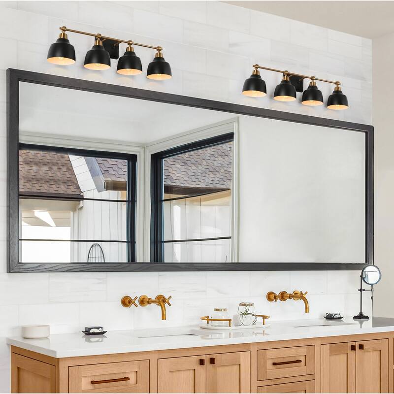 Malryn Modern Black Gold Bathroom Vanity Light Dome Wall Sconces