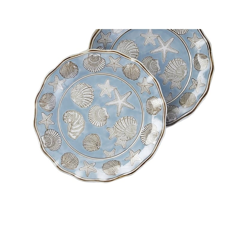 14 1/4 Inch Diameter Seashell Design Round Platter - 1 X 14.25 X 14.25 inches