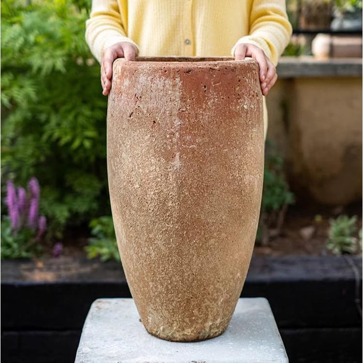 RusticReach Distressed Cement Plant Pot Tall