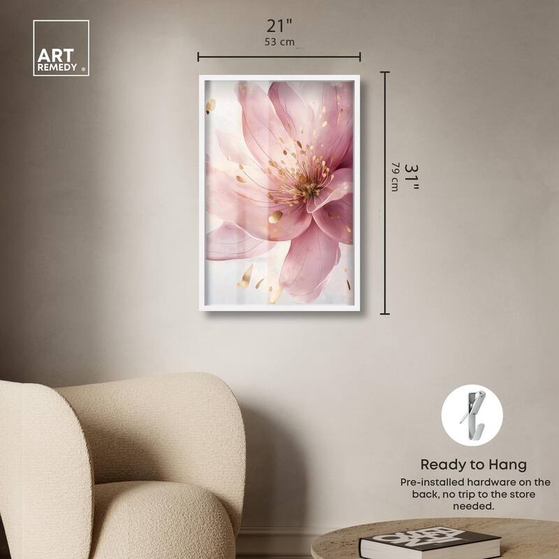 Pink and Gold Bloom Shadowbox by Art Remedy