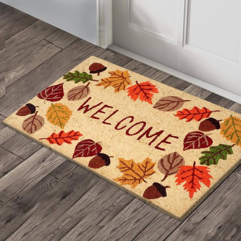 A1HC Natural Coco Coir Door Mat with Heavy Duty Non-Slip PVC Backing - 18" x 30" - Easy to Clean