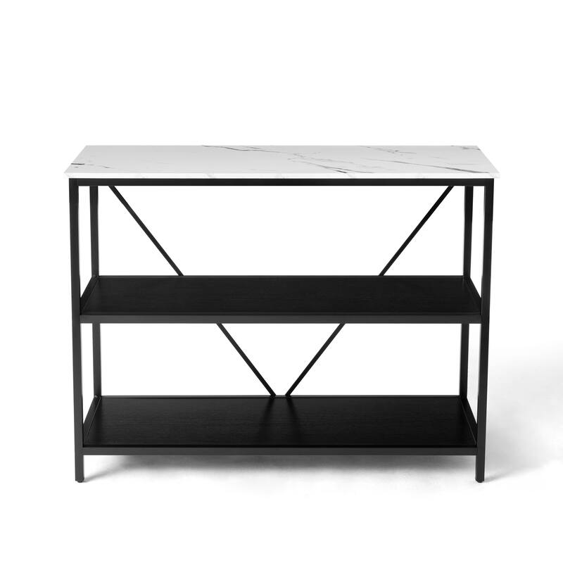 Modern Console Table with Marble-Inspired Top