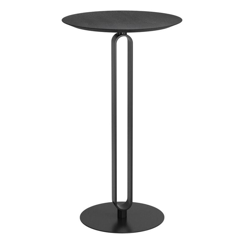 HomeRoots 24" Black Wood and Steel Rounded Bar Table - 24.00 in. x 41.30 in. x 24.00 in.