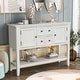 preview thumbnail 19 of 61, Vintage Elegant Style Buffet Sideboard Console Table with 4 Storage Drawers, 2 Cabinets & Bottom Shelf (Antique Gray)