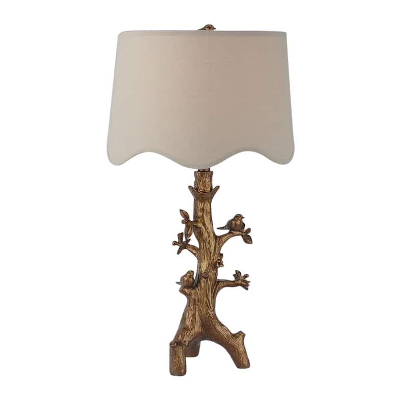 Sagebrook Home Gold Perched Birds on Branch Table Lamp, Resin & Metal - 15" x 15" x 28" - Gold - 15" x 15" x 28"