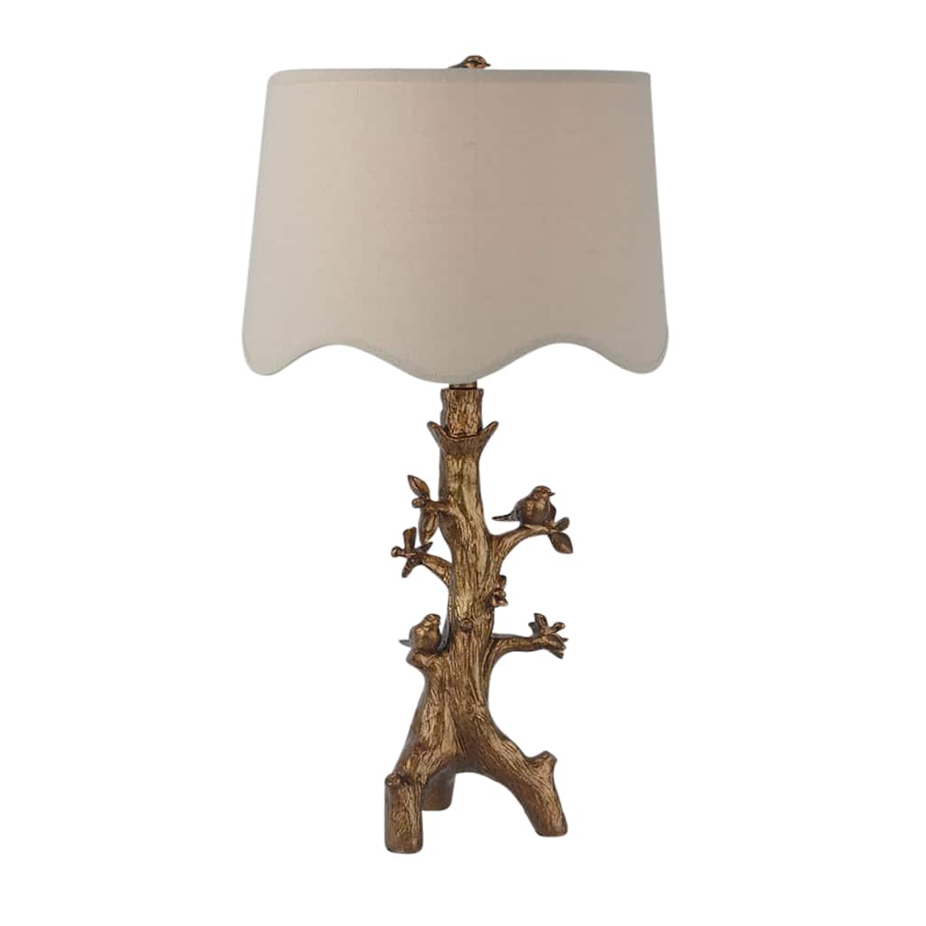 Sagebrook Home Gold Perched Birds on Branch Table Lamp, Resin & Metal - 15" x 15" x 28"