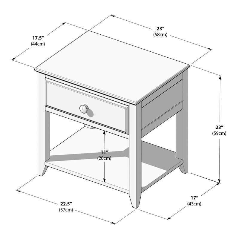 Plank and Beam Nightstand with Drawer and Shelf
