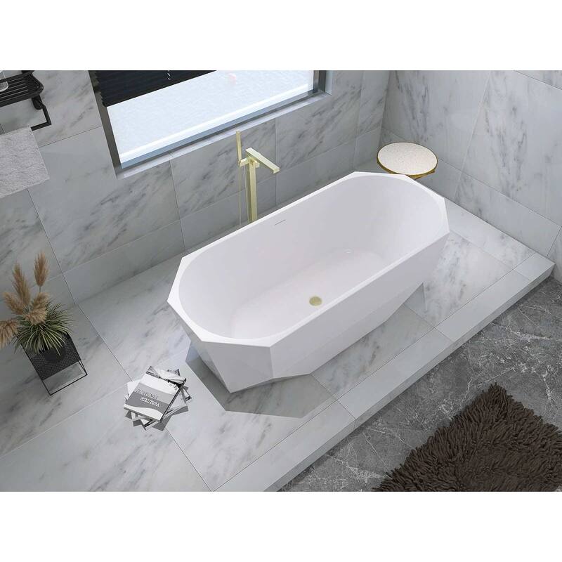 Edward Soaking Diamond Style Bathtub in Glossy White