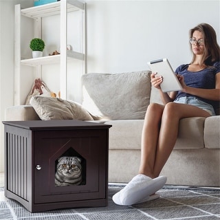 20"Brown Wooden Cat Litter Box End Table - Bed Bath & Beyond - 40558563