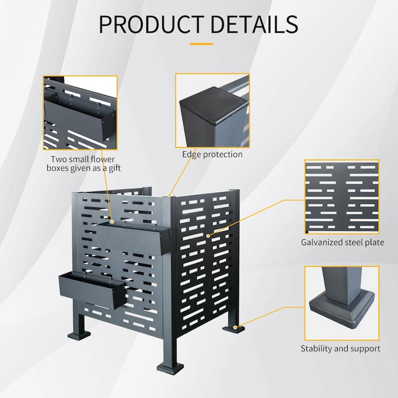 GDF Studio - Bentham Outdoor Metal Privacy Fence Cover for AC with Galvanized Steel Construction