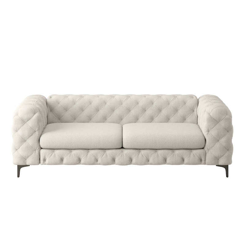 Corvus Aosta Chesterfield Tufted Velvet Sofa - White