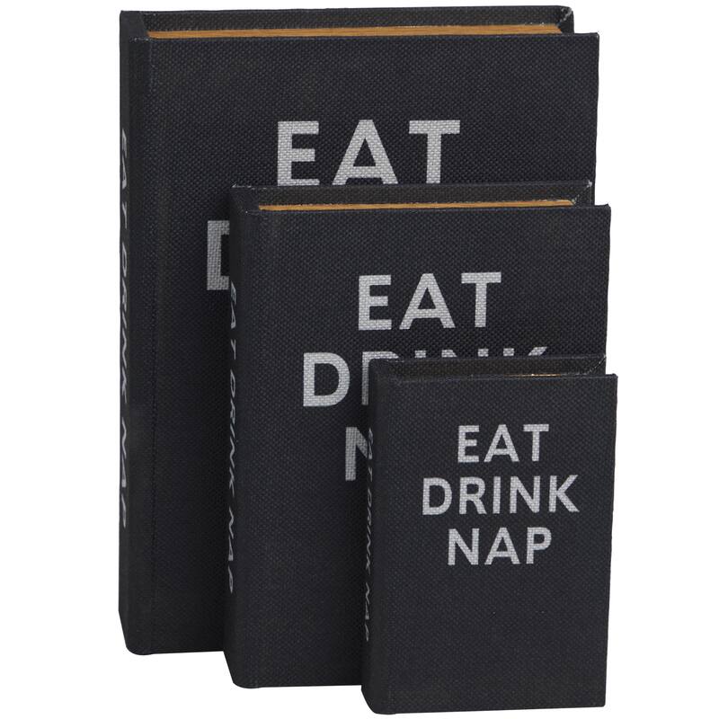 Faux Leather or Linen Fabric Book Storage Box - Set of 3 White, Beige, Black, Red or Light Gray - Roche River Decor
