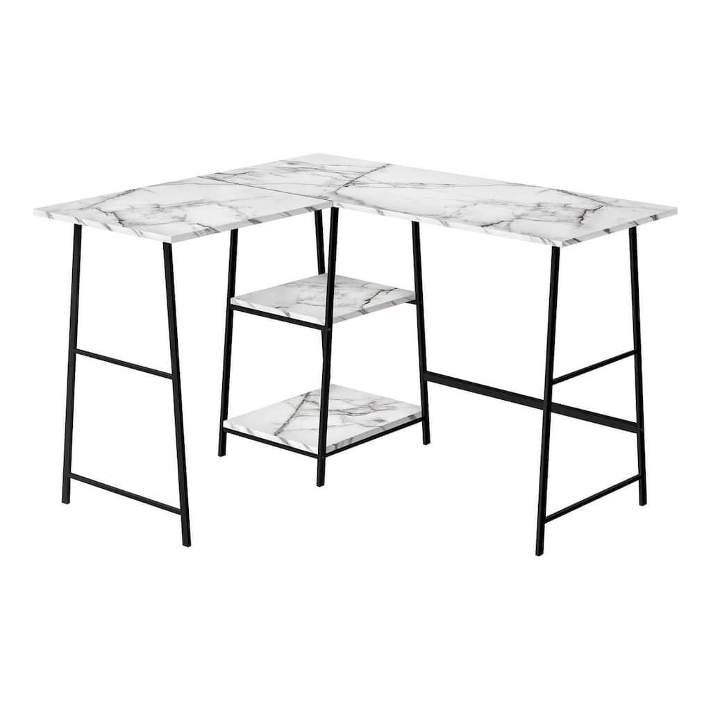 Computer Desk, Home Office, Corner, Storage Shelves