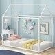 preview thumbnail 7 of 16, Metal Twin Size House Shape Platform Bed White