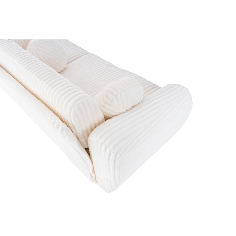 84.4" Corduroy 3-Seater Sofa with Solid Wood Frame, Comfortable Cushions