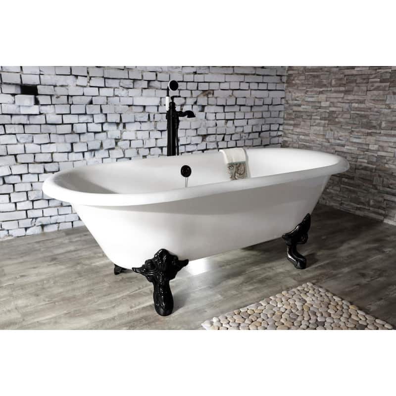 Kingston Brass Aqua Eden 72" Clawfoot Cast Iron Soaking Tub with