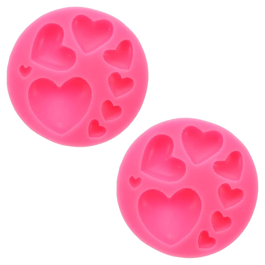 2PCS Polymer Clay Mold, Fondant Mold 8 Heart Mold Silicone Rose