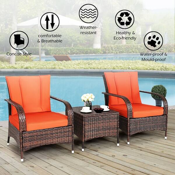 Shop Costway 3pcs Outdoor Patio Mix Brown Rattan Wicker Furniture