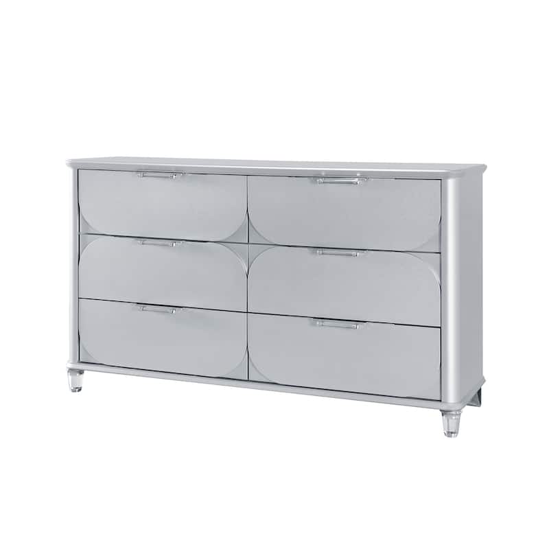 HomeRoots 63" Silver Wood Six Drawer Double Dresser