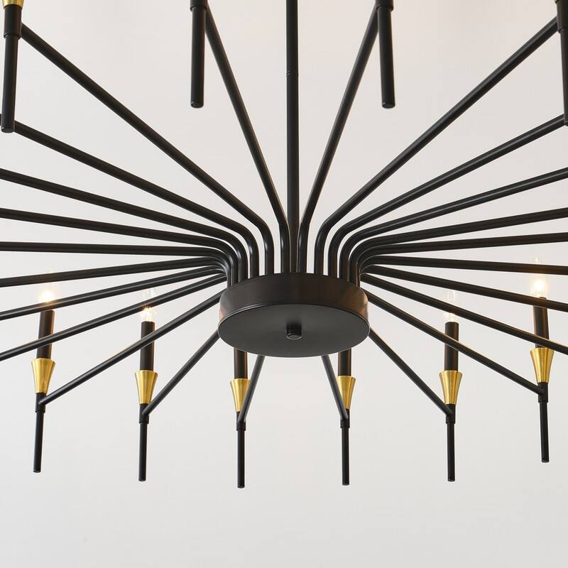 Black & Gold Modern Farmhouse Chandelier Rustic Ceiling Light Dimmable E12 Candle-Style Pendant Lighting Fixture