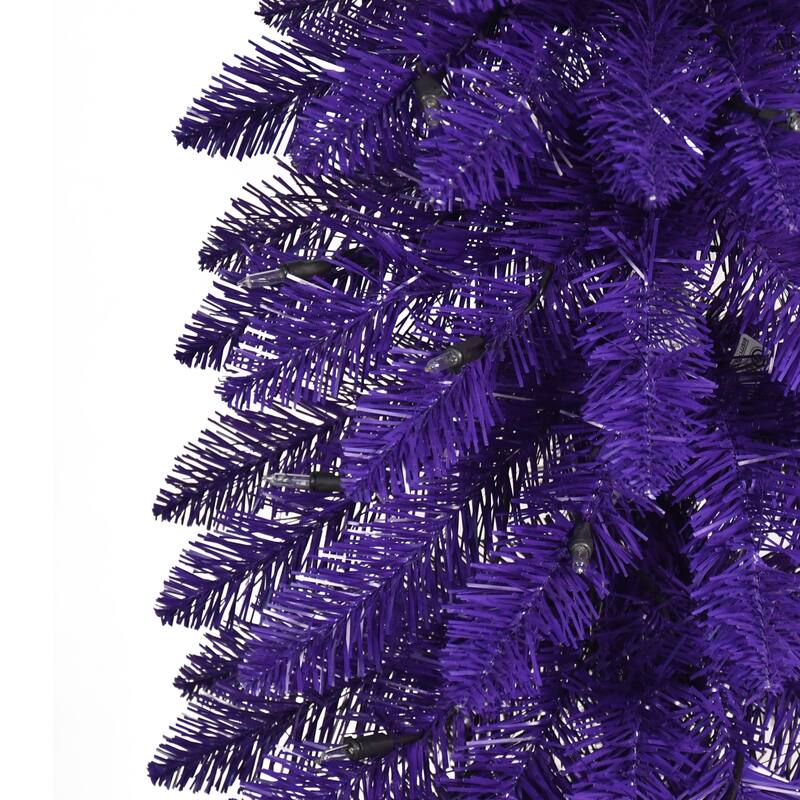 Puleo International 6' Pre-Lit Artificial Alpine Purple Pencil Tree