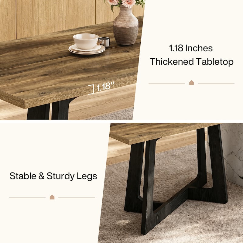 47'' Small Dining Table, Farmhouse Rectangle Kitchen Table for 2-4